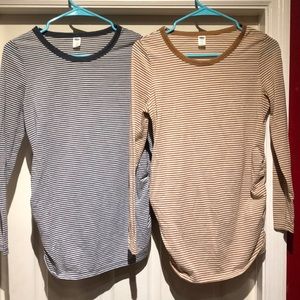 2 XS Old Navy Maternity Long Sleeve Blue & Brown